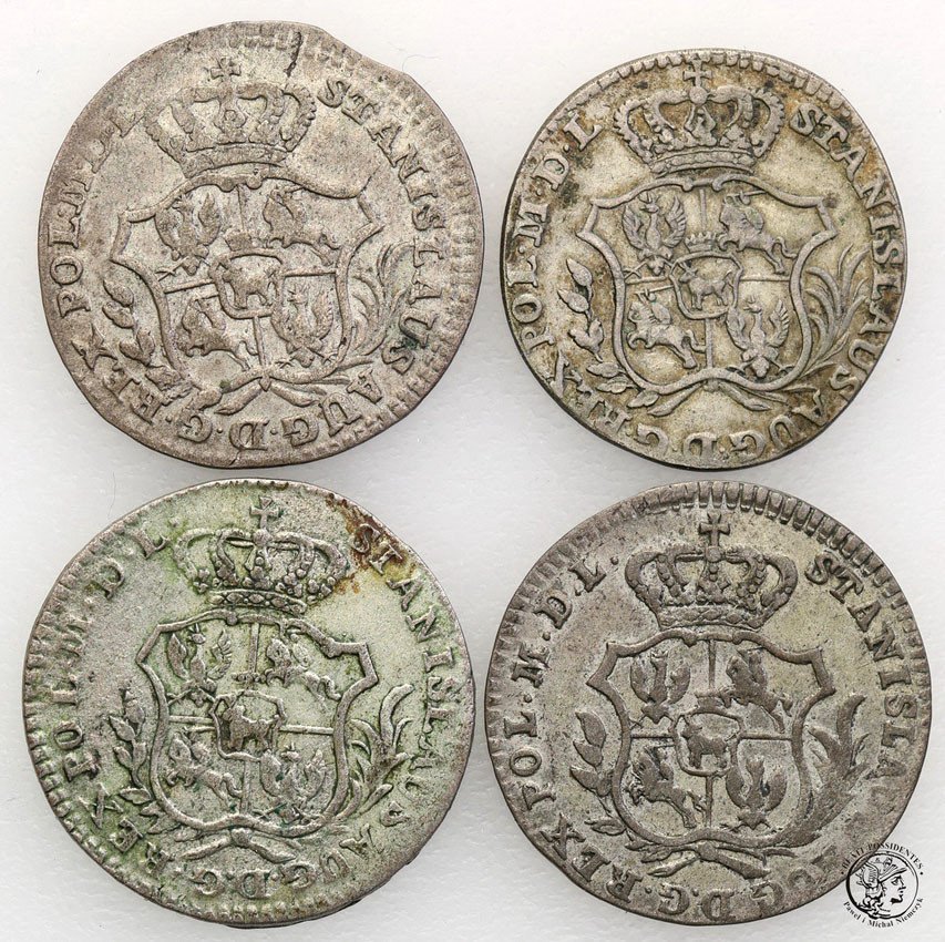 Stanisław August Poniatowski. 2 grosze (półzłotek) 1766 FS, Warszawa - zestaw 4 monet